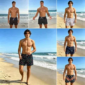 Louis Vuitton (LV) Stylish & Comfortable Drawstring Boxer-Style Beach Swim Trunks-6609  